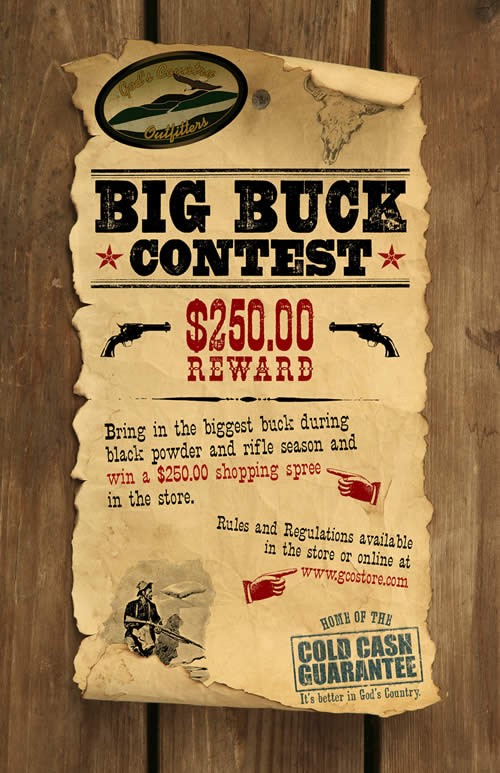 Advertisement made with fonts from the Wild West Press font set