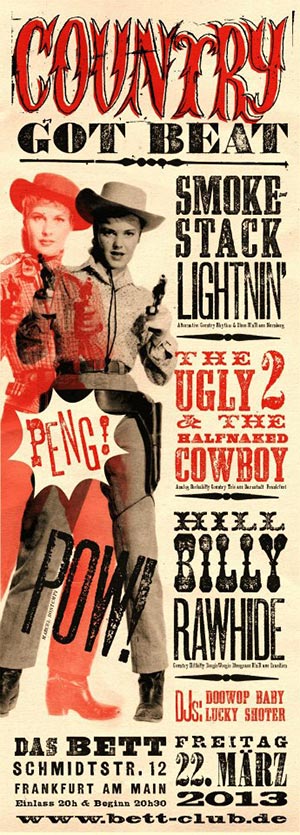 A concert poster using fonts from the Wild West Press font set