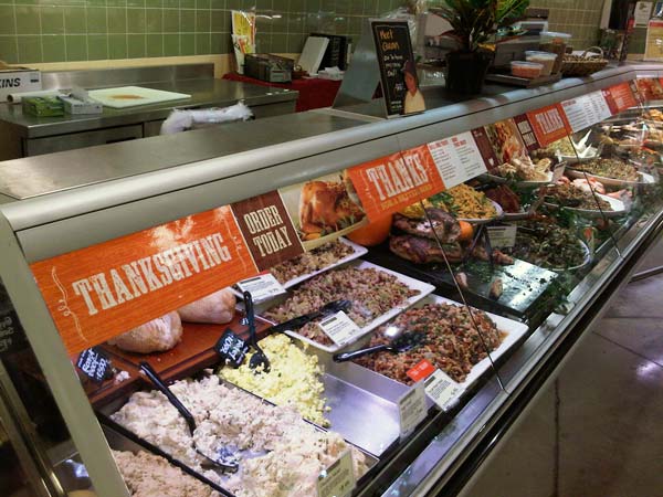 Whole Foods merchandising display featuring Ashwood Condensed, a font from the Wild West Press