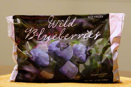 Trader Joe Blueberry bag that uses the Dead Mans Hand font from the Wild West Press font set