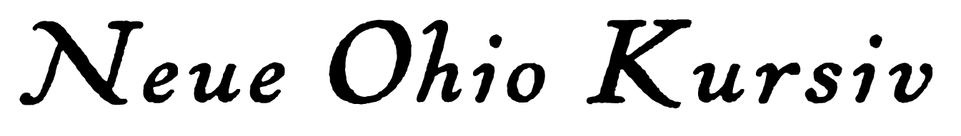 A sample of the Ohio Kursiv font, an art-deco text font, originally by the German Brüder Butter foundry