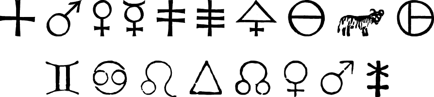 Throughout the centuries, the movements of the heavens were supposed to influence our fate. Working out horoscopes was in fact the bread-and-butter occupation of such great astronomers as Kepler, Galilei and Kopernikus. An elaborate system of symbols was created to aid in the description of the stars and their movements. If you wish to try your hand at a astrology, you’ll need our Astrological Symbols font.
