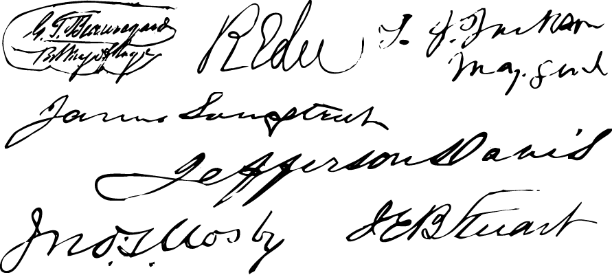 A Civil War style font called "Confederate Signatures" from the Walden Font Co. It is part of the Civil War Press set of fonts.