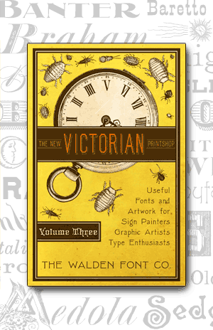 Cover art for volume 3 of the New Victorian Printshop font set of victorian fonts