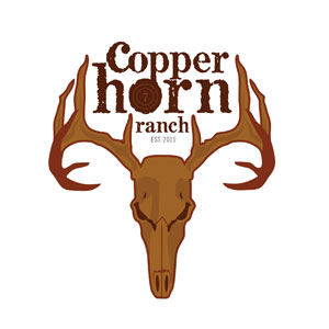 A logo for copper horn ranch, made with fonts from the Wild West Press font set