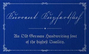 Cover art for the Kurrent Kupferstich authentic German script font