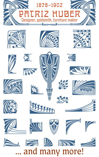 A sample of WF Border Patriz Huber, a decorative border font from the Art Nouveau Printshop Volume 1 design kit